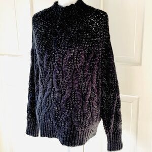 Cliche black grey flecked chunky knit sweater M